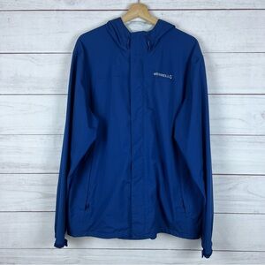 Merrell Jacket Mens size Large Opti Shell Full Zip Hooded Coat Pockets Blue